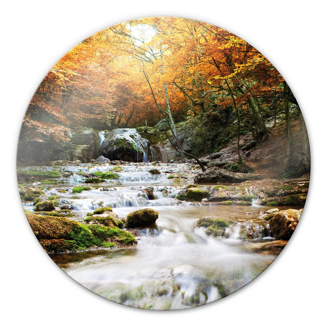 Tableau Mural Décoratif Avec Verre Trempé Peinture Avec Design De Cascade De Riviere Forme