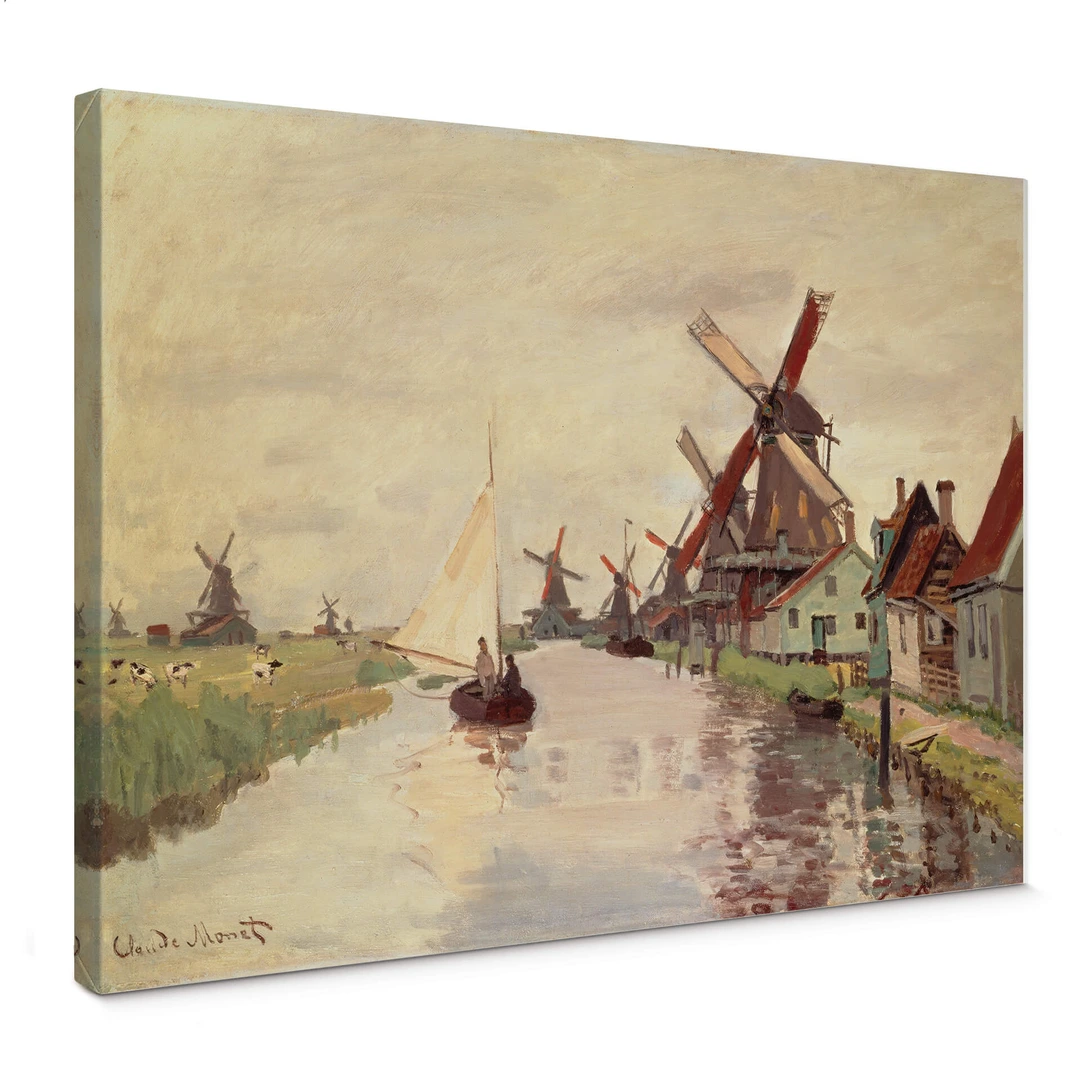 Tableau Imprimé Sur Toile 'Moulin à Vent' Style Monet - Reproduction Artisanale, Fabriqué En Italie
