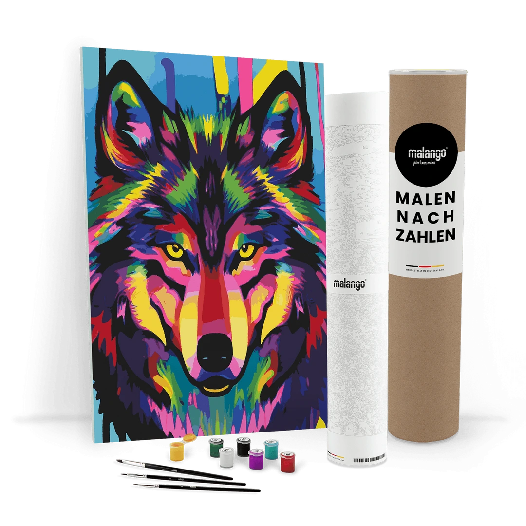 ABEUTY Malen Nach Zahlen Für Erwachsene – Motiv „Mond Und Wolf“ 40x50 Cm Mit Holzrahmen, Anti-Stress-Kreativset