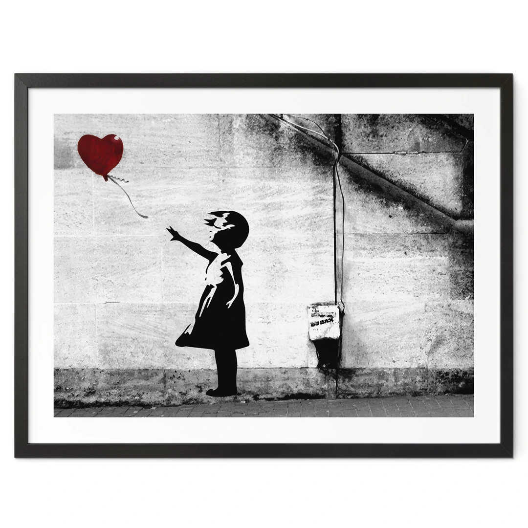 Banksy Girl with Balloon アートパネル Poster Banksy - Girl with balloon | wall-art.nl