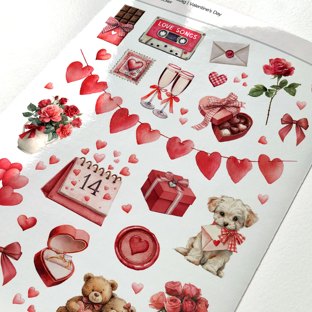 100 Adesivi San Valentino A Forma Di Cuore – Rosa, In Vinile Impermeabile Per Bomboniere E Scrapbooking - 6