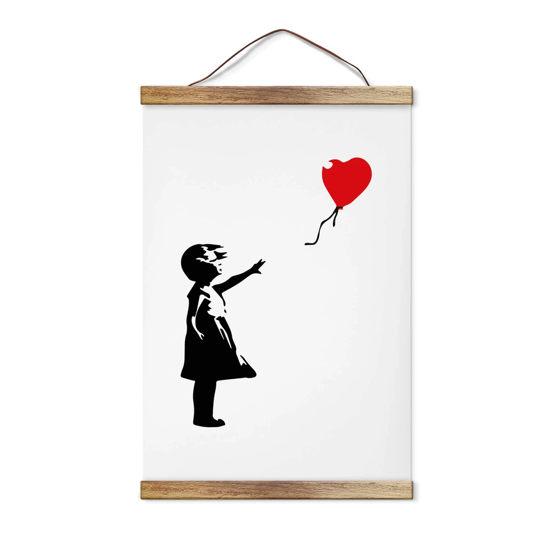 Canvas, Textile poster to hang Banksy - Girl with the red balloon