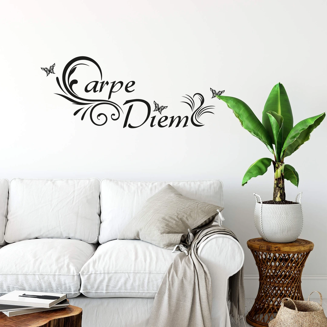 Wandtattoo ‚Carpe Diem‘ – 115x99 Cm, Violett, Selbstklebend Auf Vielen Oberflächen