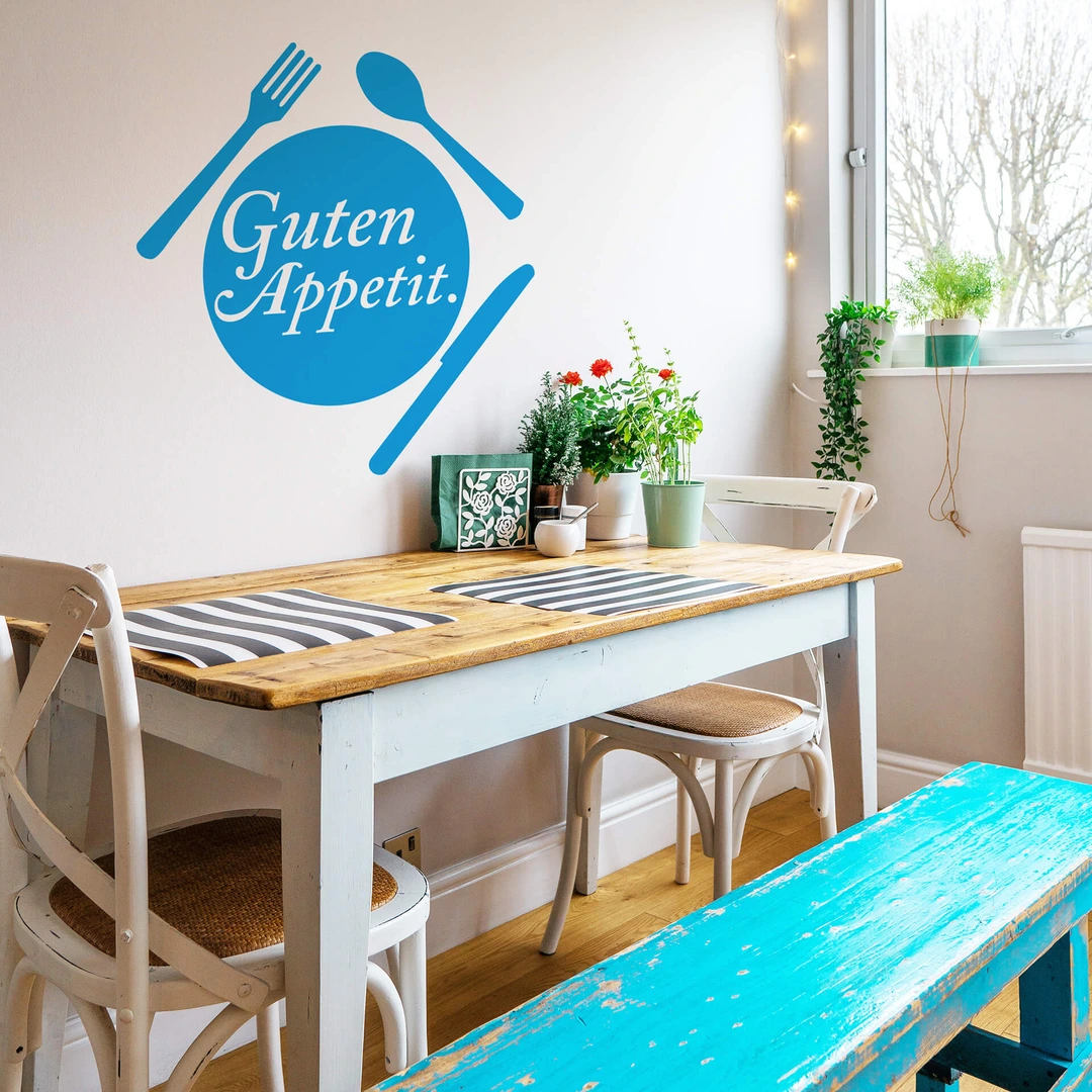 Wandtattoo "Guten Appetit" - 90x60 Cm, Schwarz, Selbstklebend Für Wände & Möbel