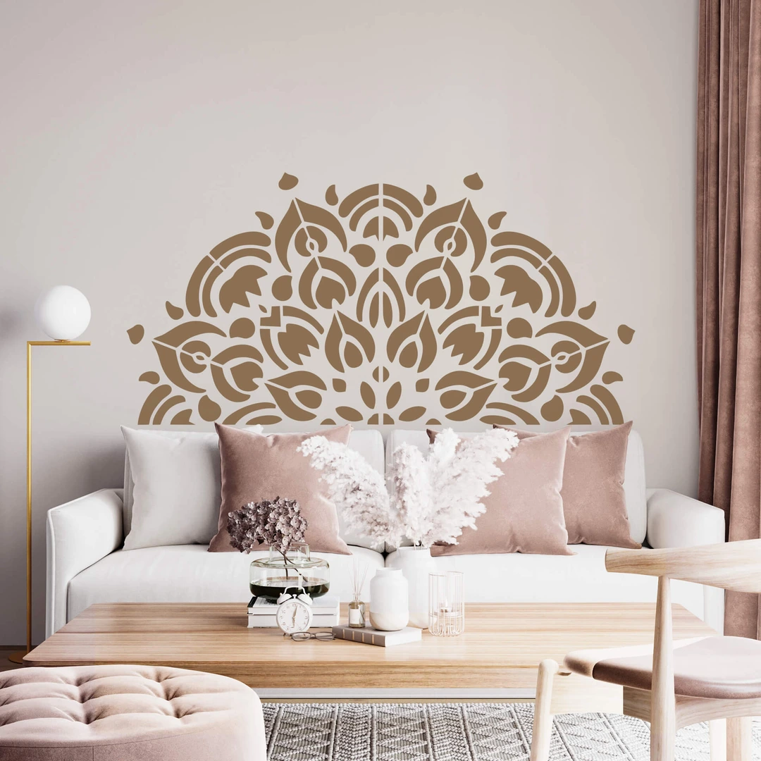 Mandala Wandtattoo Boho Style – Selbstklebender Vinyl-Aufkleber 112x56 Cm Für Glatte Oberflächen