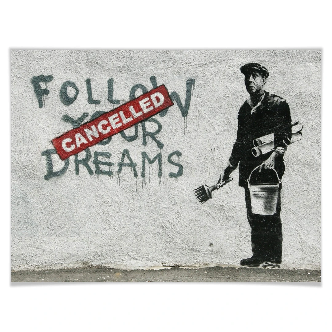 Banksy Poster 'Follow Your Dreams' – 61 X 91,5 Cm, Hochwertiger Druck, Lizenziert