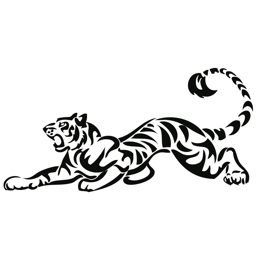 Wandtattoo Tiger Tribal – 70x60 Cm, Schwarz, Selbstklebend, Für Wohnzimmer, Bad, Flur