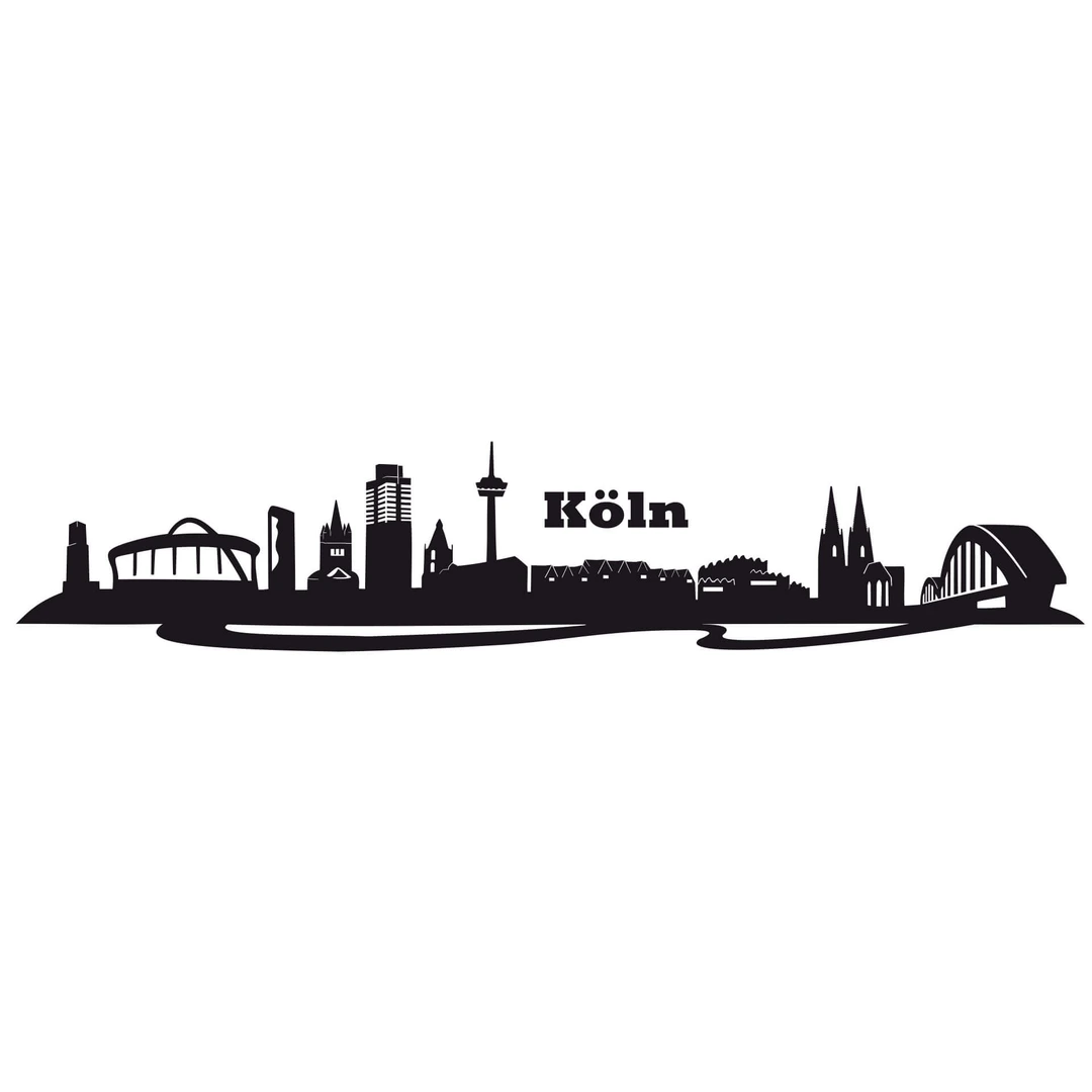 Wandtattoo Köln Skyline, 100 X 30 Cm, Schwarz – Mit Dom & Colonius, Konturgeschnitten