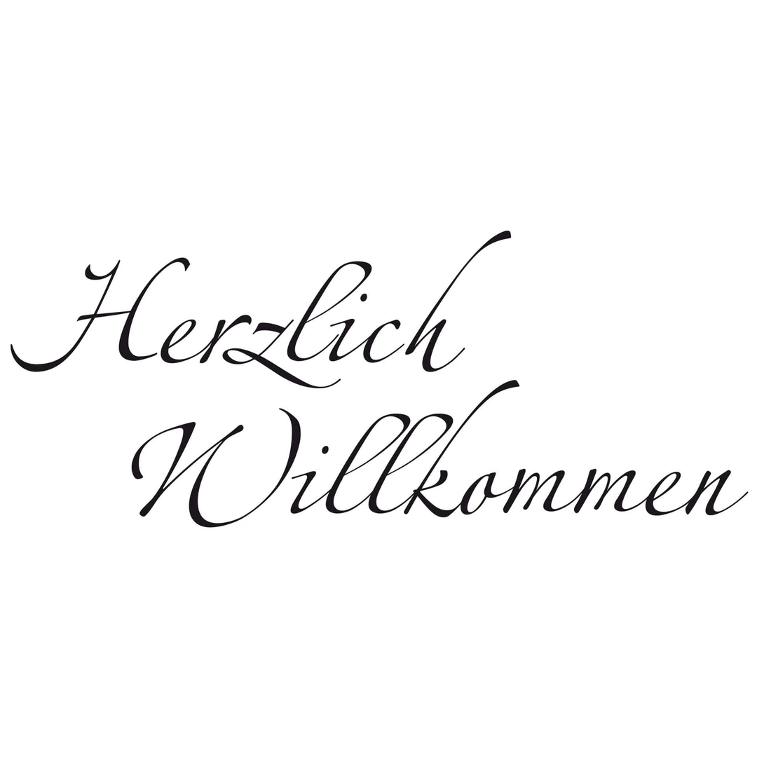 A346 Wandtattoo 'Herzlich Willkommen' – 80x51 Cm, Braun, Aus Seidenmatter Vinylfolie, In 40 Farben & 3 Größen