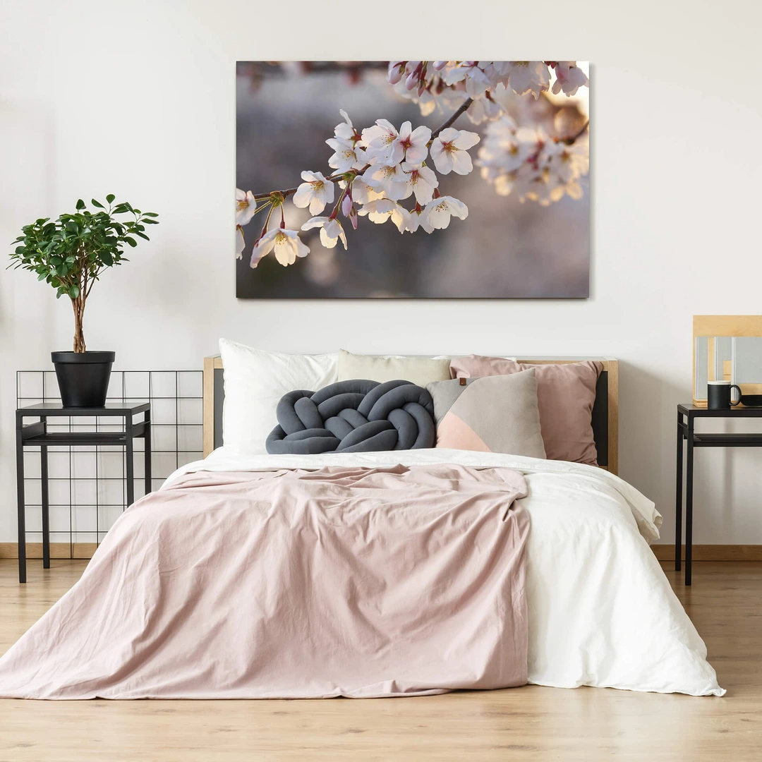Set de toiles murales imprimées Cerisiers en fleurs 200 x 100 cm