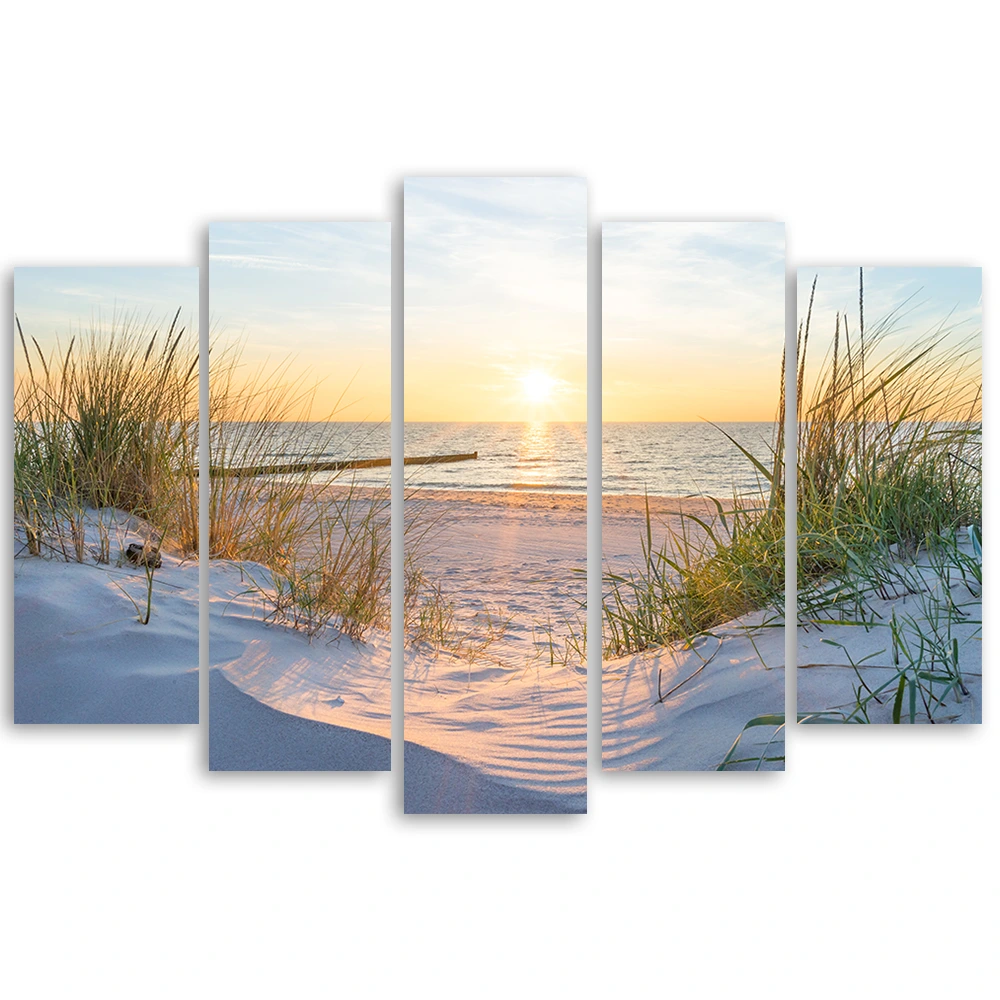 6 Pièce Abstraite Vue Sur La Mer Soleil Toile Mur Art Impressions