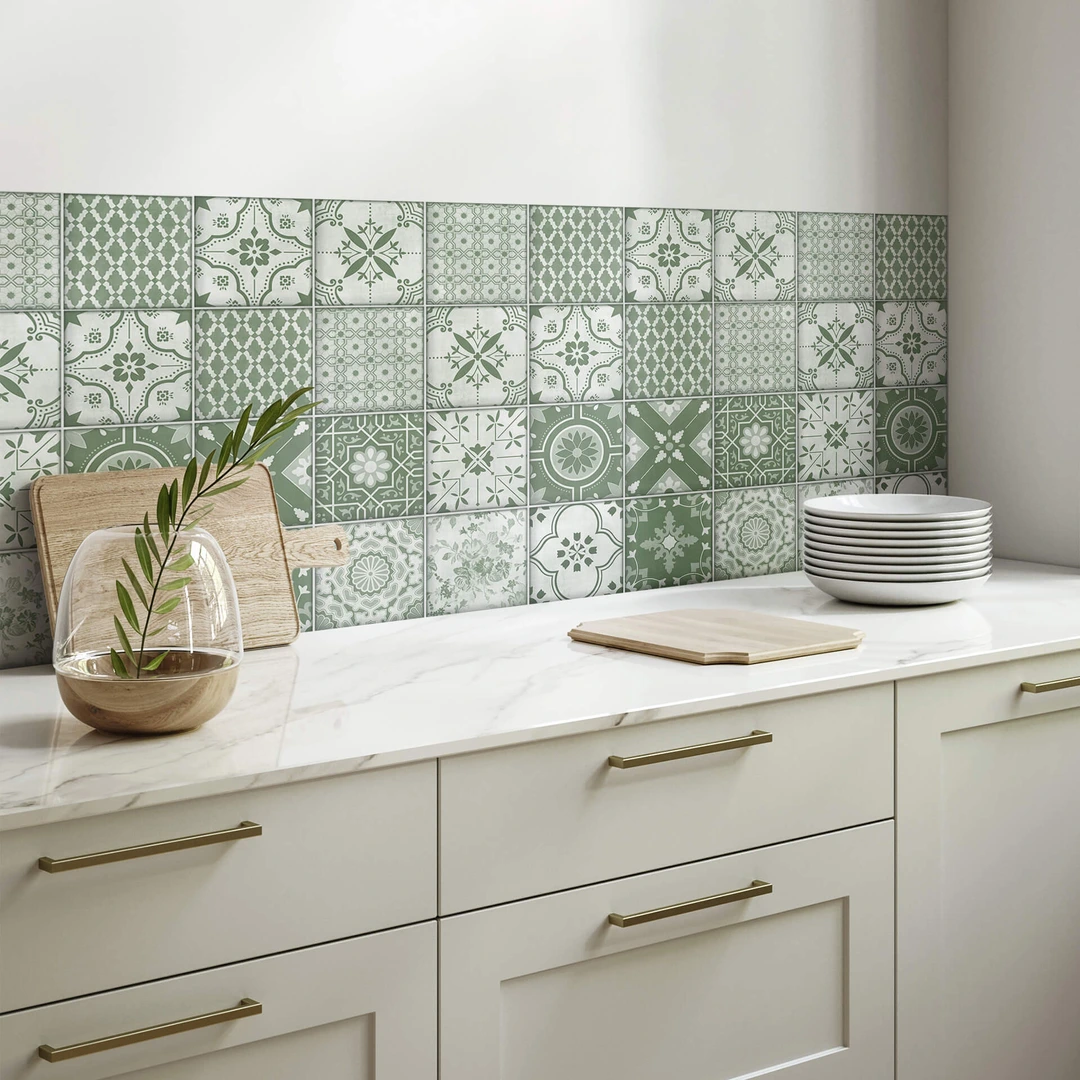 Lot De 20 Autocollants Métallisés Pour Carrelage De Cuisine