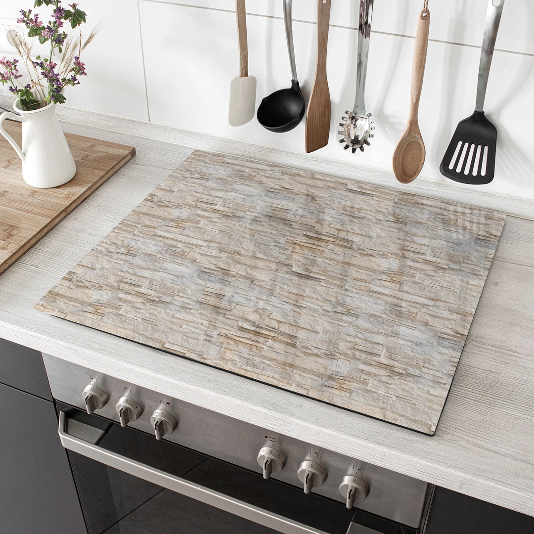 Piastra di copertura per piano cottura in ceramica 1 pezzo 80x52 fiori verde copertura alzatina in vetro