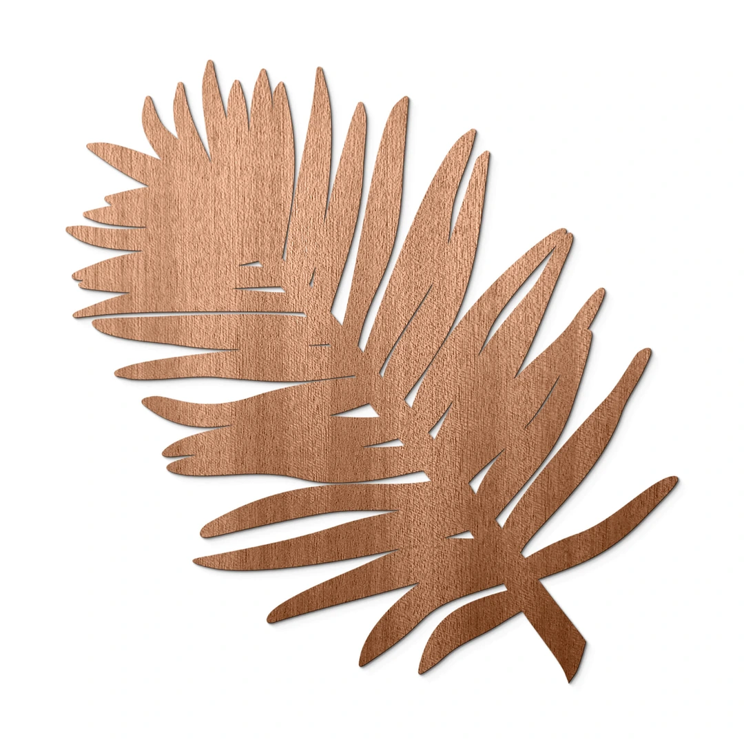 ADDMES Décoration Murale Tropicale 4 Feuilles Palmier Bois Creuses Avec Cadre Noir - Style Botanique