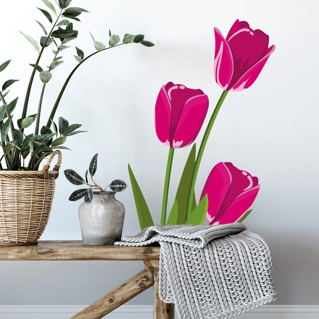 Adesivi Elettrostatici Per Finestra Tulipani – 49x67 Cm – 8 Pezzi – Riutilizzabili, Senza Colla, Effetto Vetrata Colorata