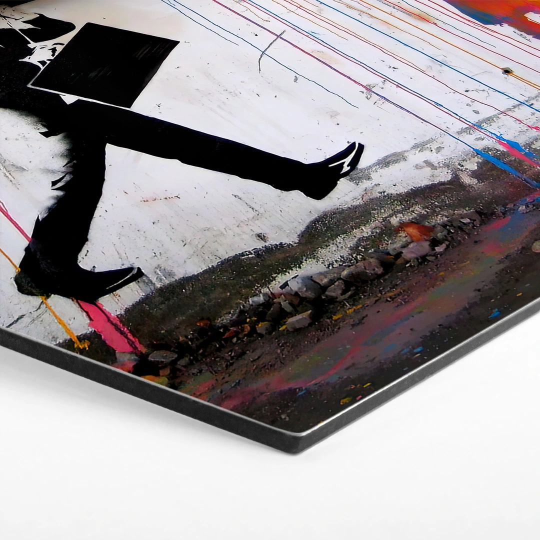 Hexagon Dibond Banksy - Coloured Rain | wall-art.nl