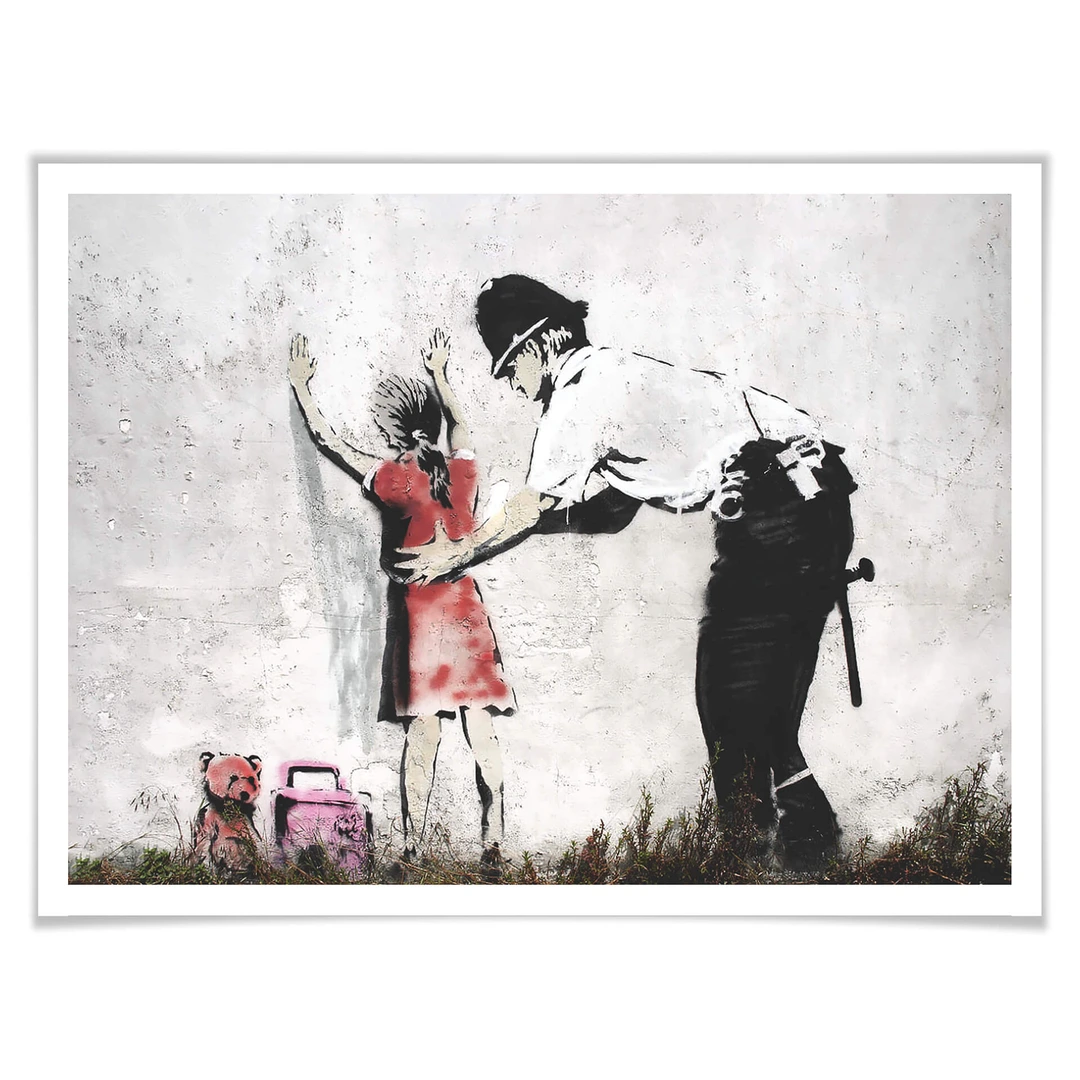 Poster Banksy - Police Man Searching Girl | wall-art.nl