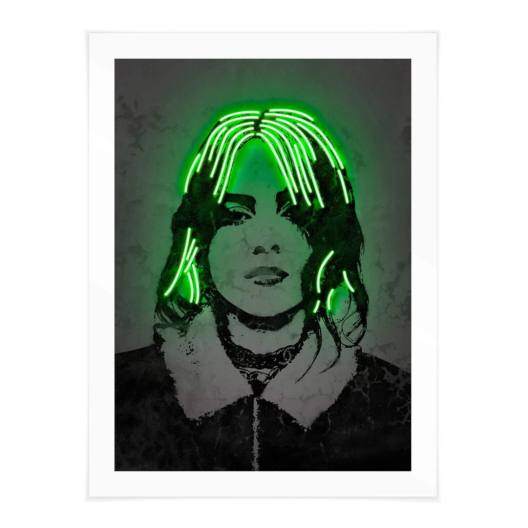 【新品L】 Tefuny／GREEN BILLIE EILISH POSTER Poster Mielu - Billie Eilish | wall-art.de