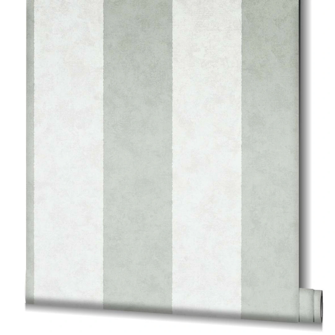 Carta Da Parati Verde Grigio A Strisce - Tessuto Non Tessuto, Moderna, Facile Da Applicare - Foto 7