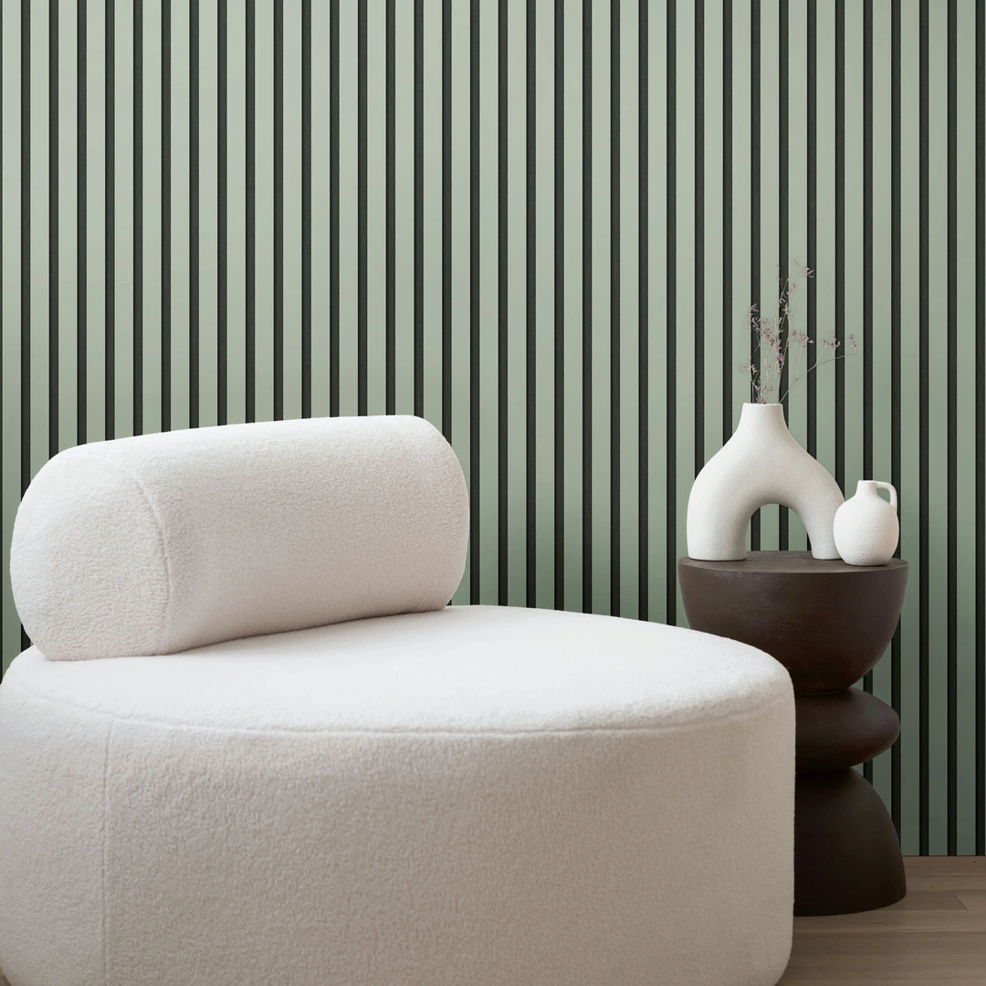 Carta Da Parati Verde Grigio A Strisce - Tessuto Non Tessuto, Moderna, Facile Da Applicare - Foto 9
