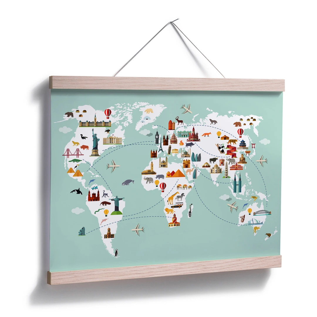 Pochoir Carte Du Monde "Let's Go Travel" - Format A3 - Plastique 0.25mm - Loisirs Créatifs - 9