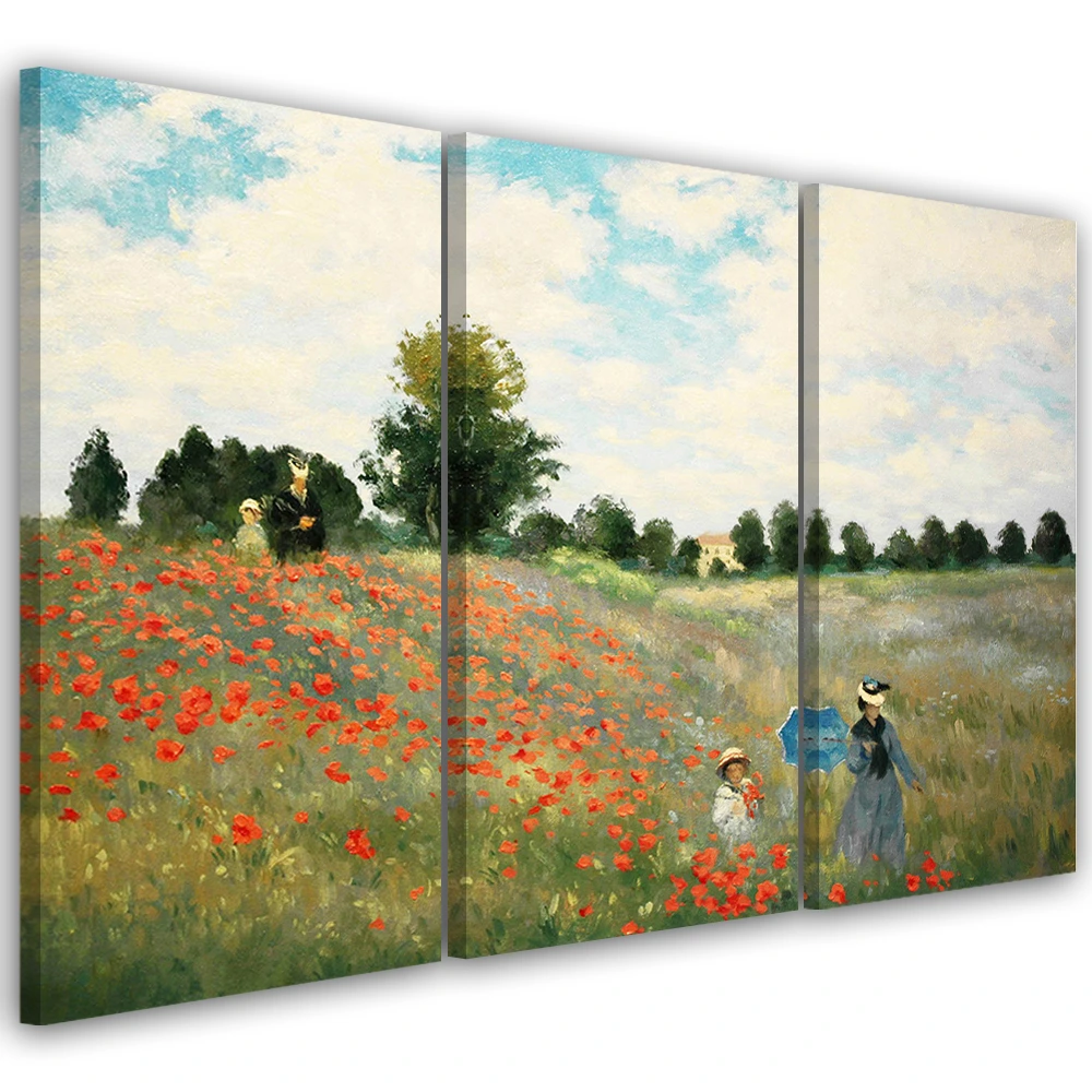 Tableau Décoratif Coquelicots Sur Toile Intissé Réf 0107-5 - Impression Murale Neuve