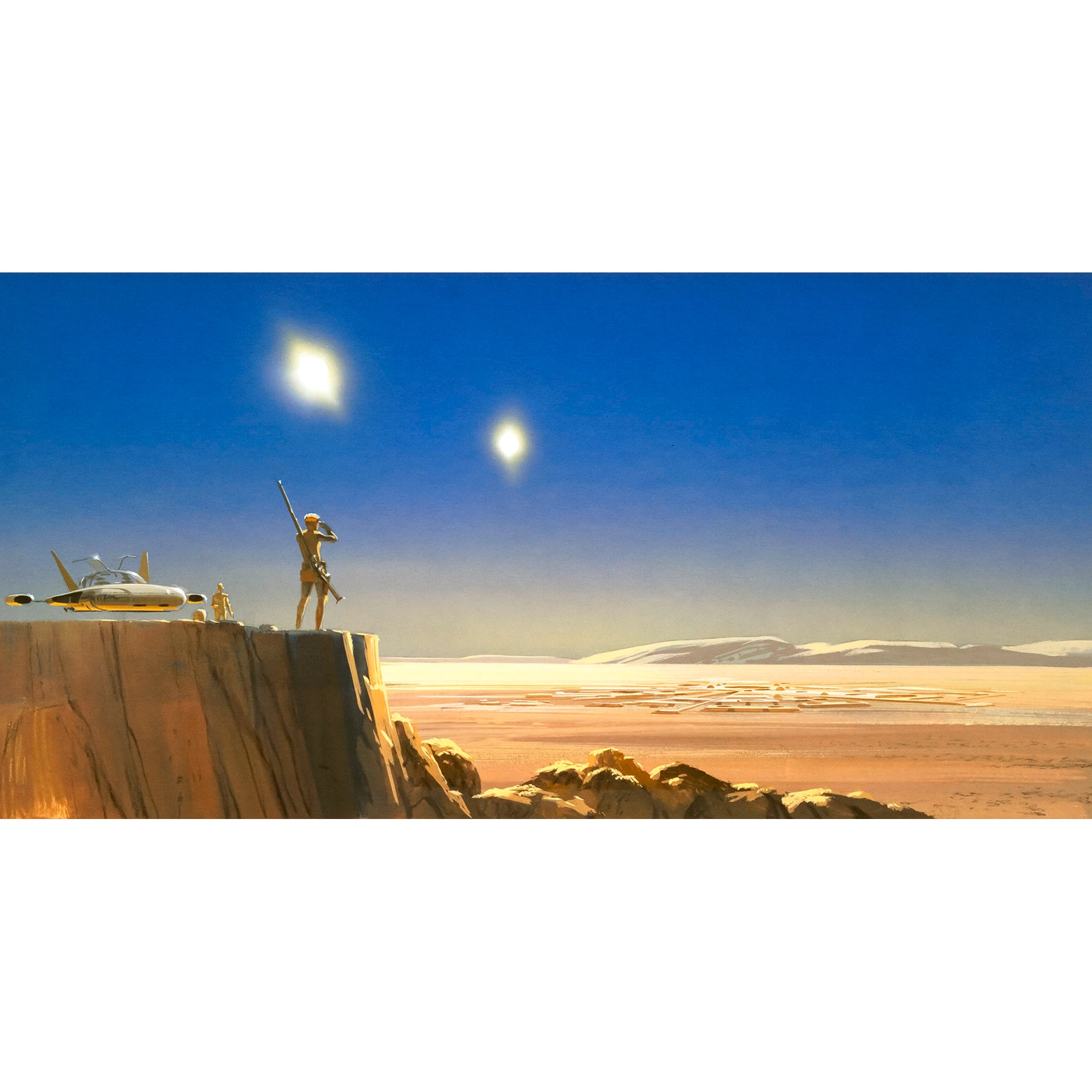 Komar Fleece Wall Picture Star Wars Classic RMQ Yavin Hangar | Size: 500 x 250 cm (Width x Height), Web Width 50 cm | Wallpaper, Wall Covering, Children's Room, DX10-069, Colourful