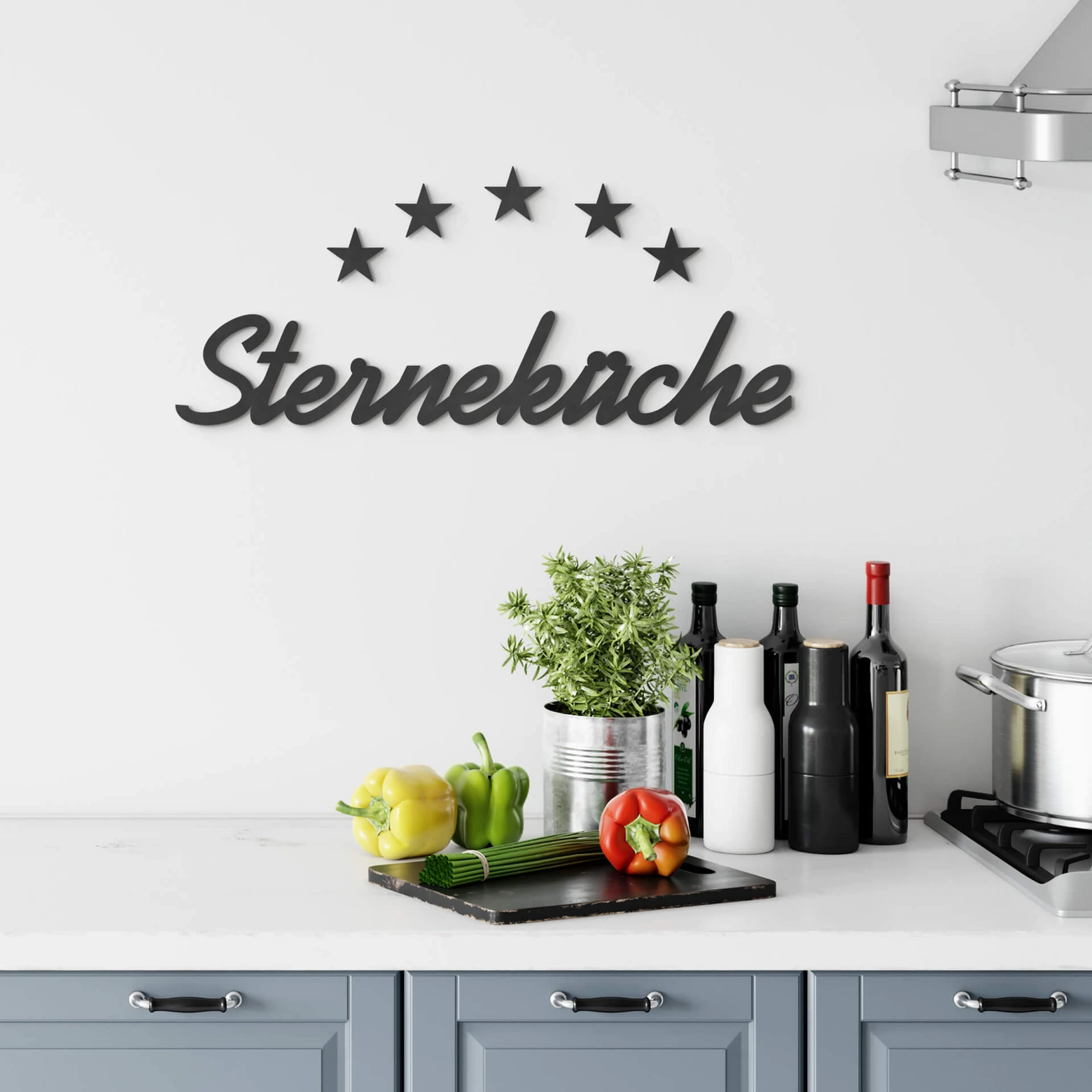 KLEINLAUT 3D-Schriftzug „Sterneküche“ – 25x5,1 Cm, Holz, 32 Farben, Made In Germany