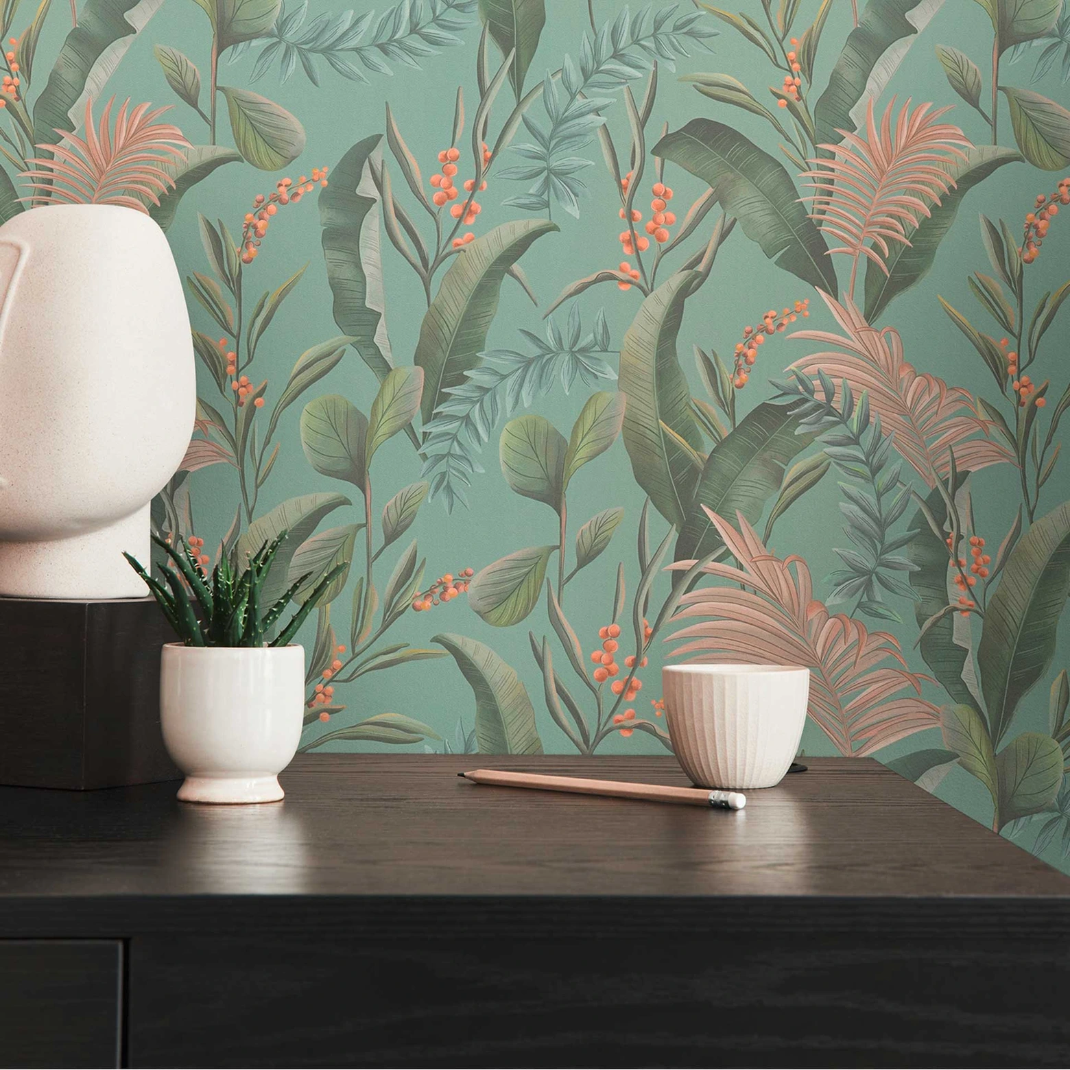 Livingwalls Tapete Esprit - Braune/Grüne/Weiße Mustertapete Für Gemütliche Wände