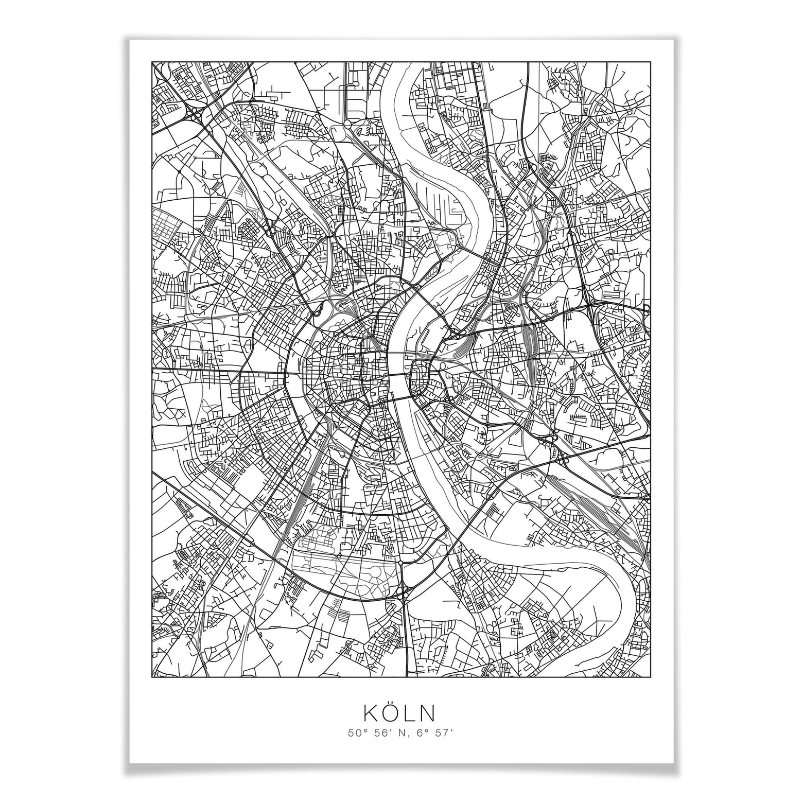 Poster Stadtplan Köln | wall-art.de