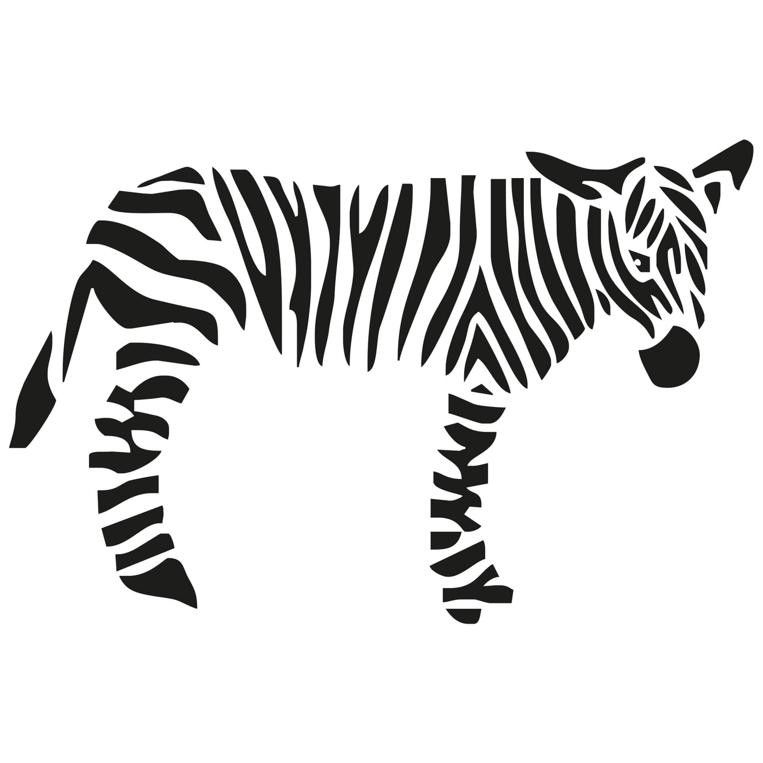 Wandtattoo Zebra-Familie 63x60 Cm In Anthrazit - Selbstklebend, Auch Auf Raufaser - In 40 Farben & 4 Größen Wählbar