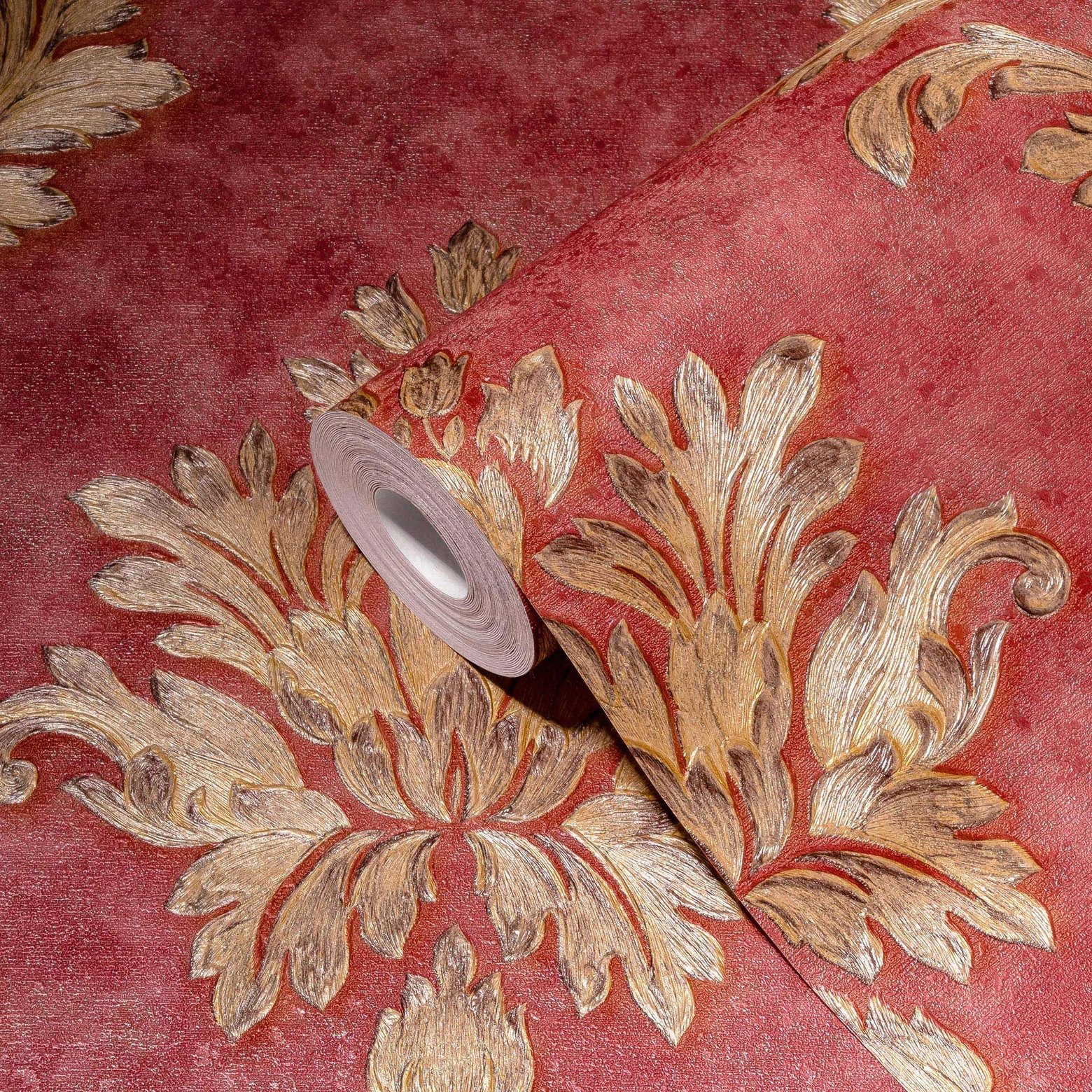 A.S. Creation ornamental wallpaper in red and gold nonwoven wallpaper lightly textured wall