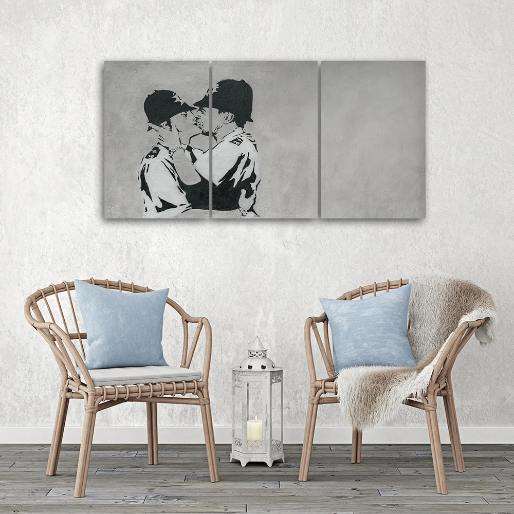 3-delige canvas print, Banksy canvas print straatkunst