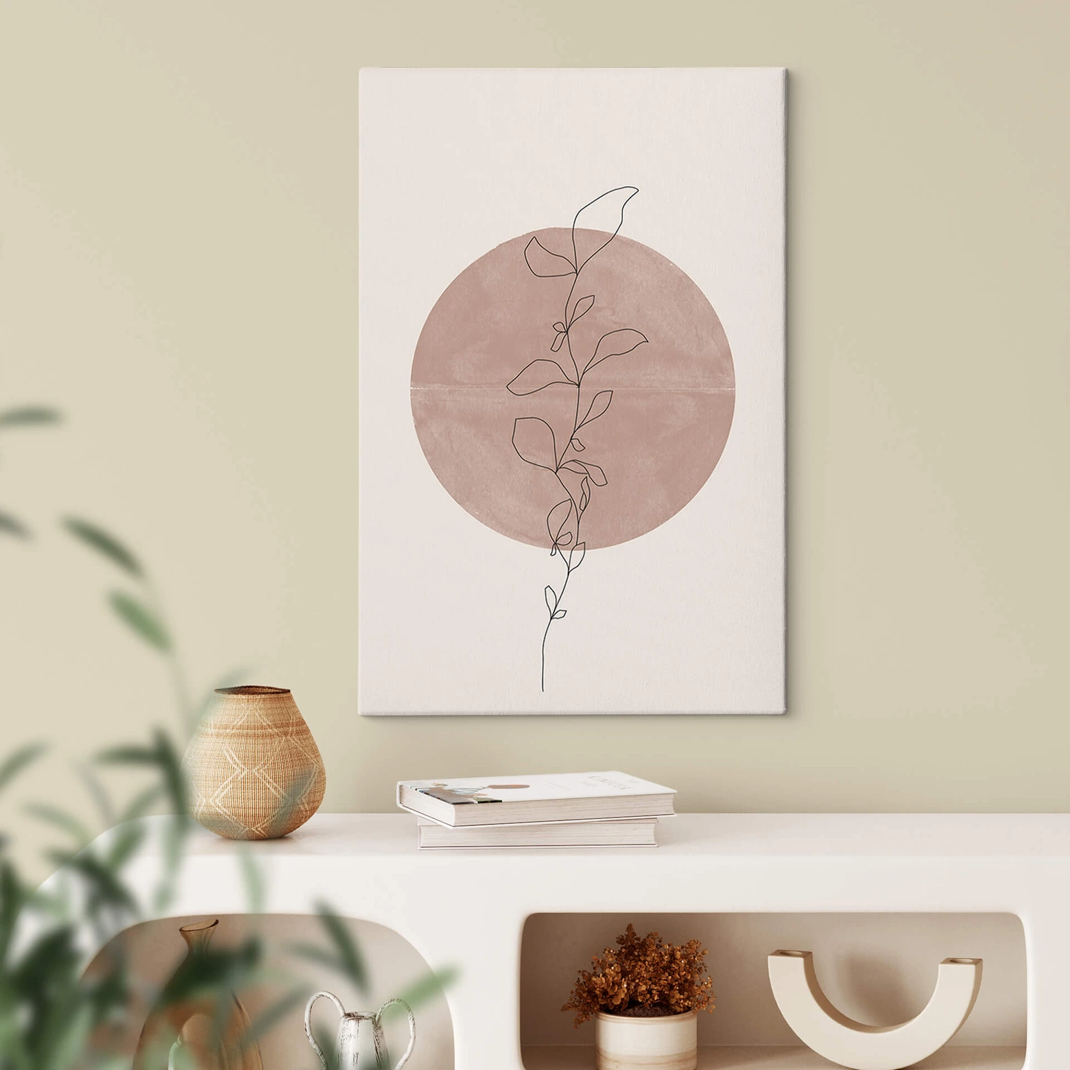 Boho Home beige canvas muurkunst set, moderne witte magnolia ingelijste muurschildering, Scandinavisch minimalisme, beige, lisdodde muurfoto's, poster, kunstprints, decor voor slaapkamer, woonkamer