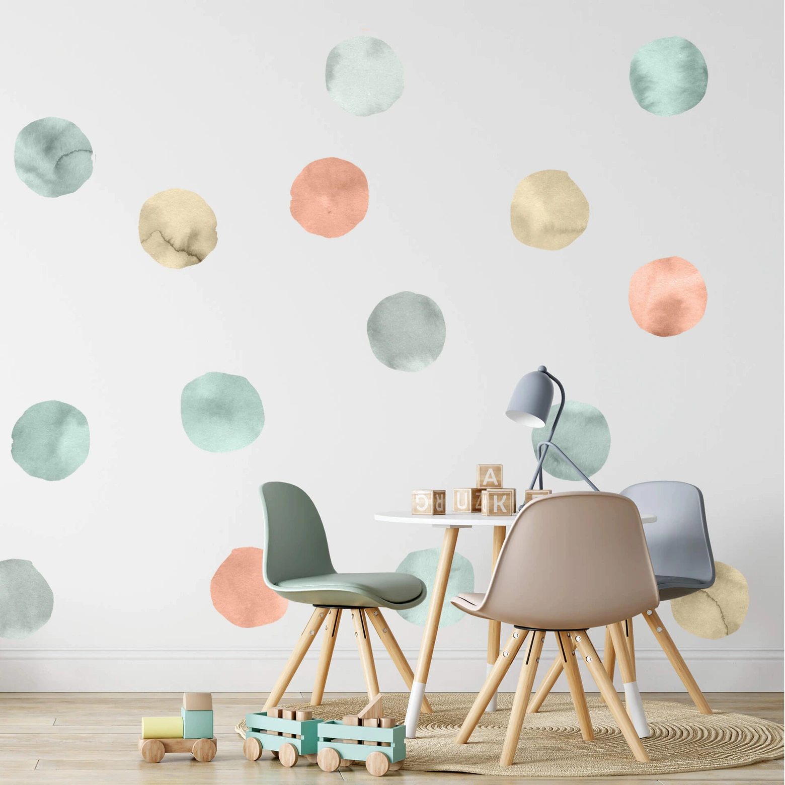 Wandtattoo Kreise Wandtattoo Aquarell Kreise pastell - 102x107 cm - | wall-art.de