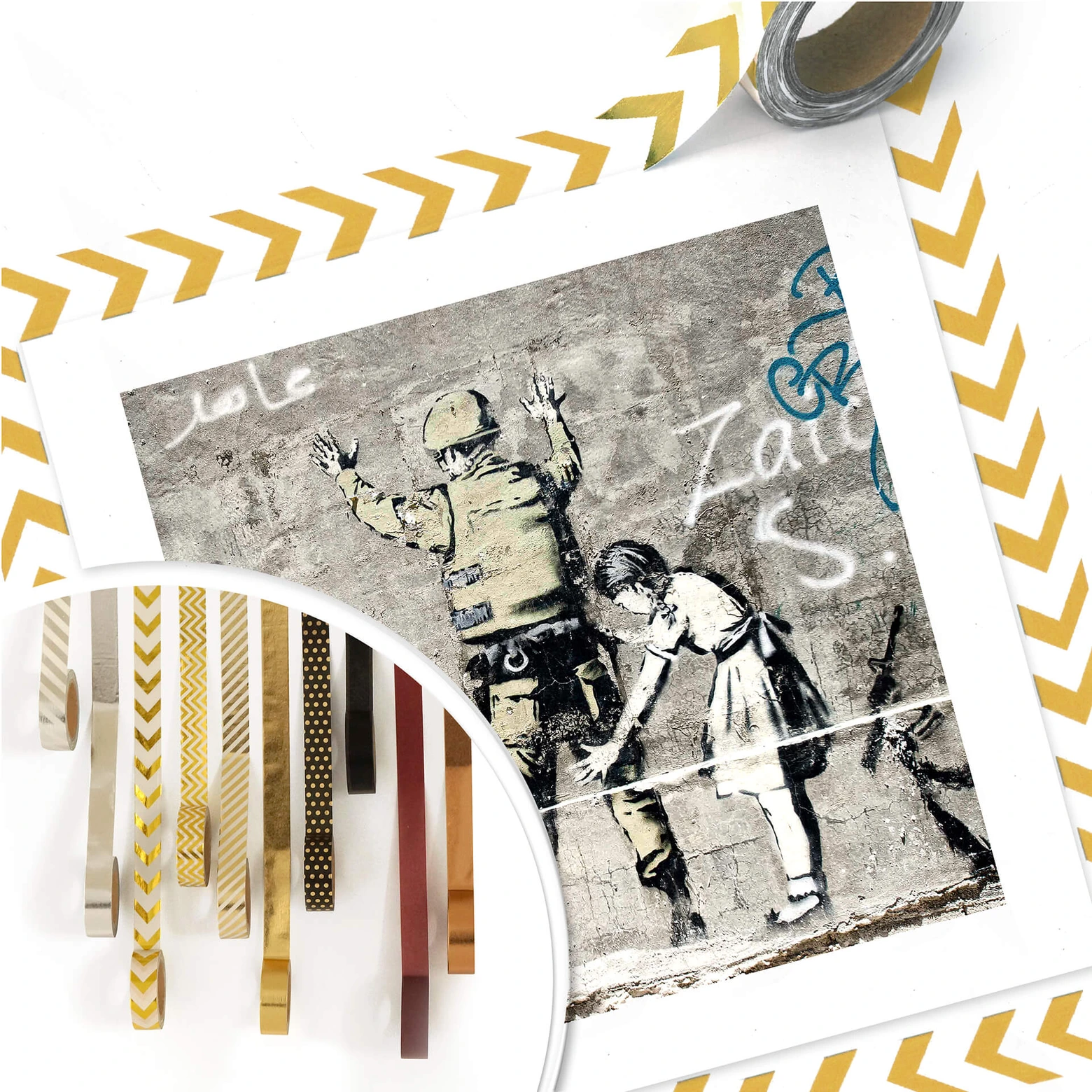 Tirage Signé Et Encadré 'Fille Soldat Chercheur' De Banksy - Édition Limitée, Style Pop Art