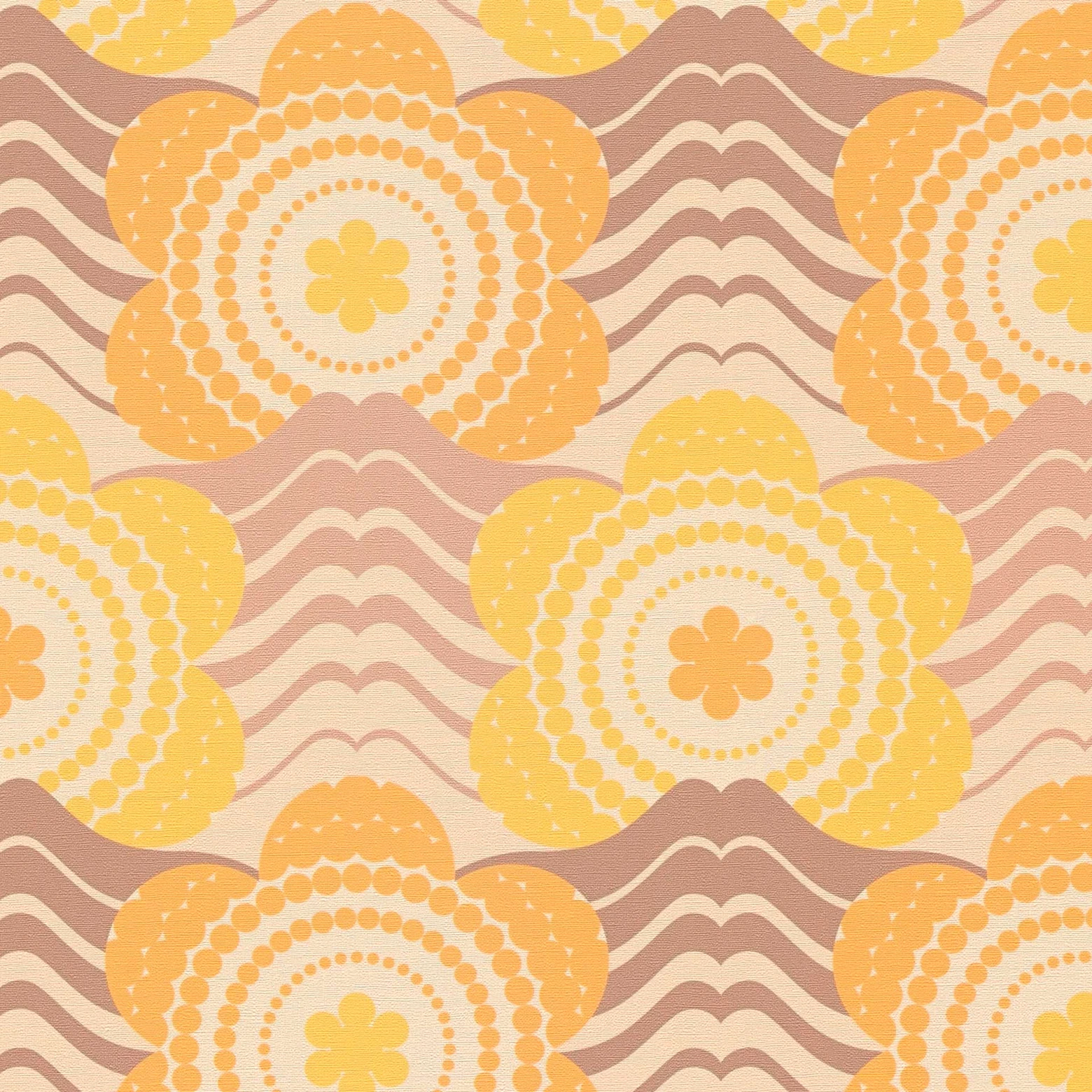 behang met bloemen beige bruin - retro bloemen behang - vintage patroon ...