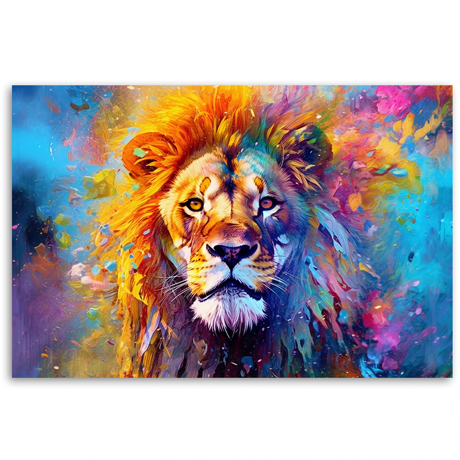Leinwandbild, Bunter Löwe Abstraktion | wall-art.de