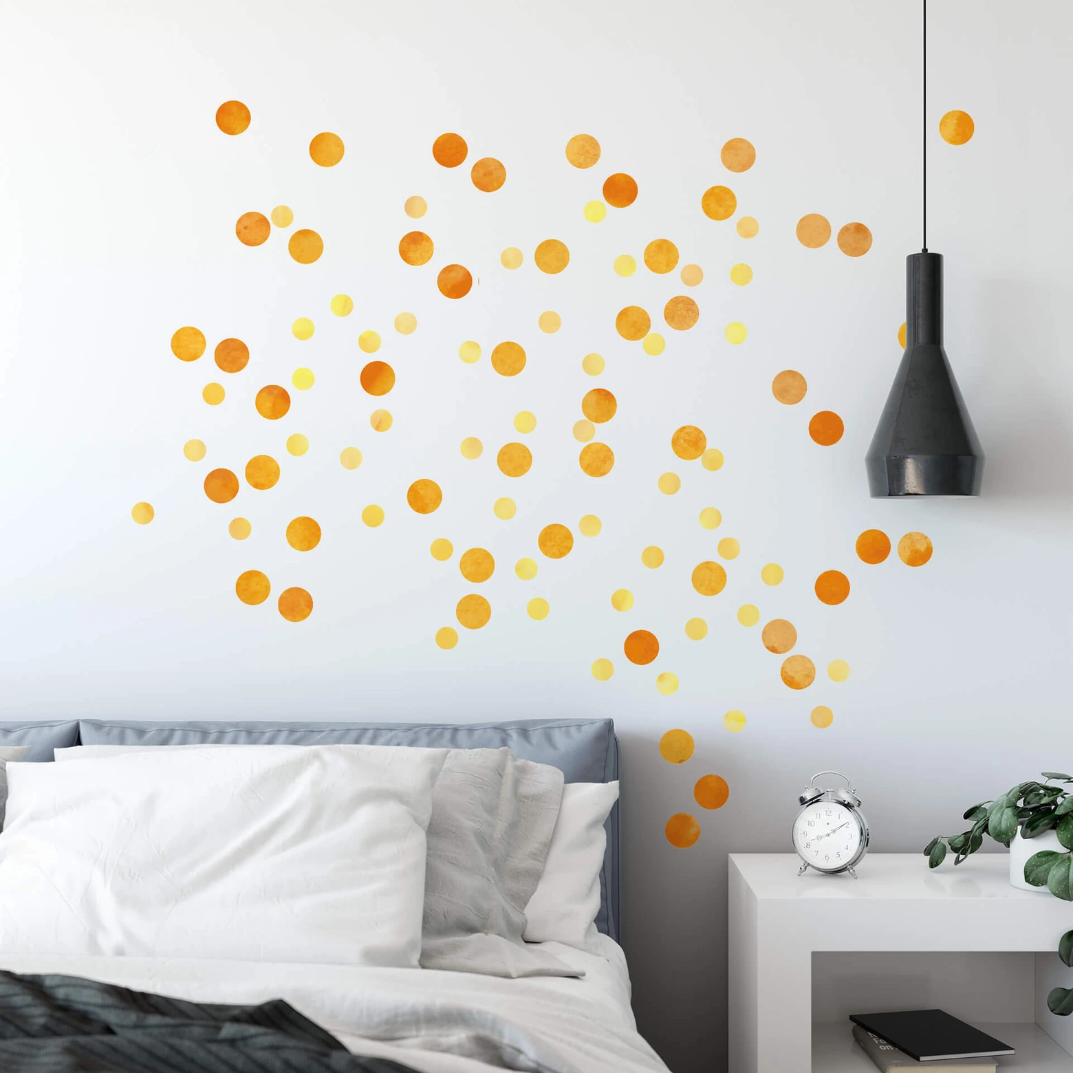 wandtattoo punkte Wandtattoo Watercolor Punkte Set orange (50-teilig) | wall-art.de