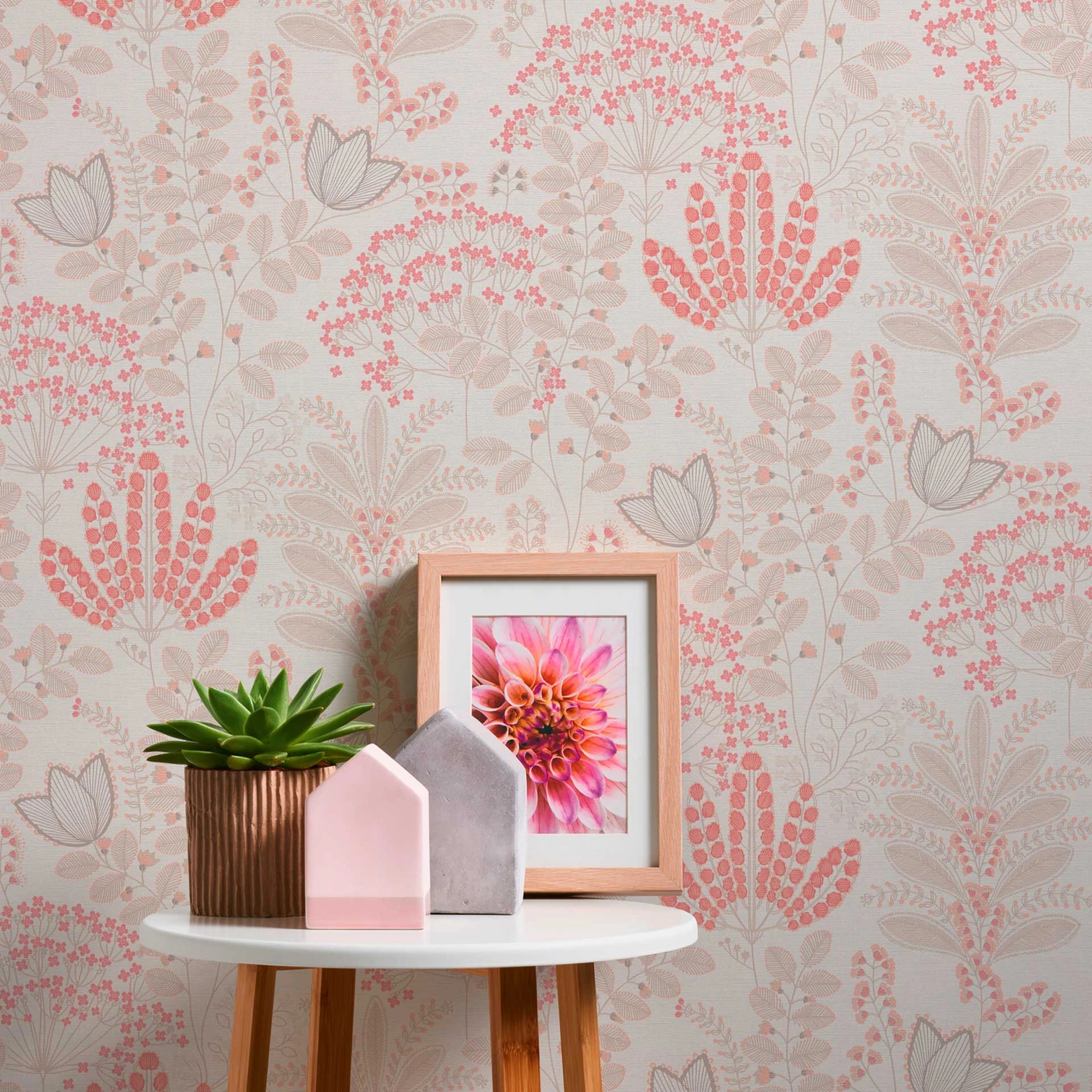 Behangcirkel Vredesduif met kleine bloemen - Bloom - vliesbehang