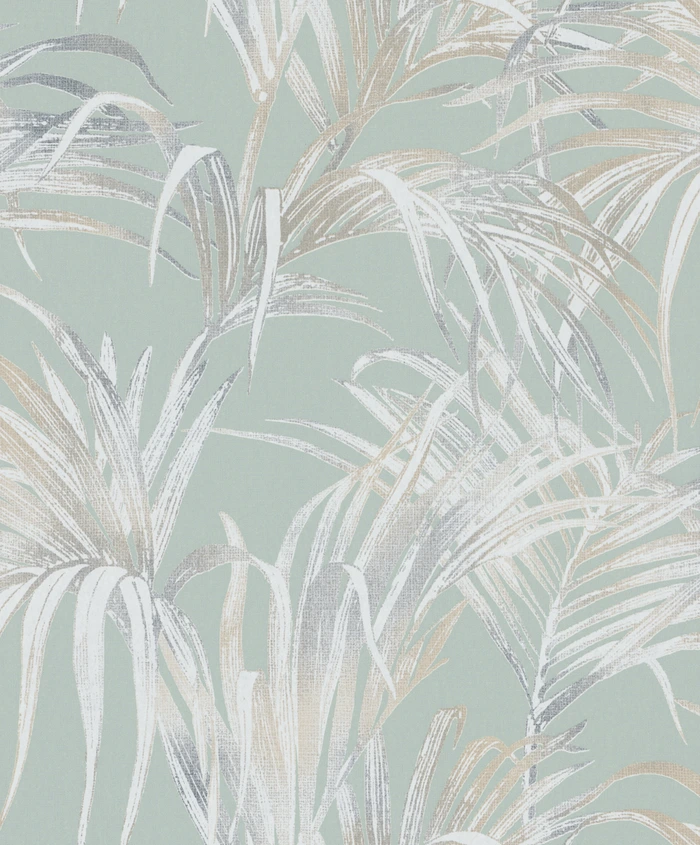 Blomstret tapet Novamur Kylie grøn, beige | wall-art.dk