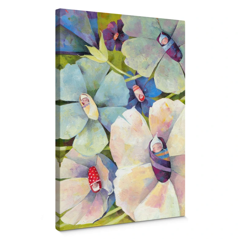 Lienzo Blanz - Bebés en flor 