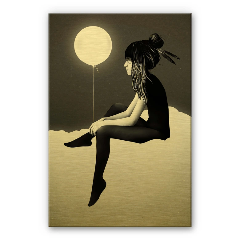 Alu-Dibond mit Goldeffekt Ireland - No such thing as nothing by night - leuchtender Ballon 