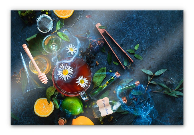 Acrylglasbild Belenko - Chamomile and Tea 