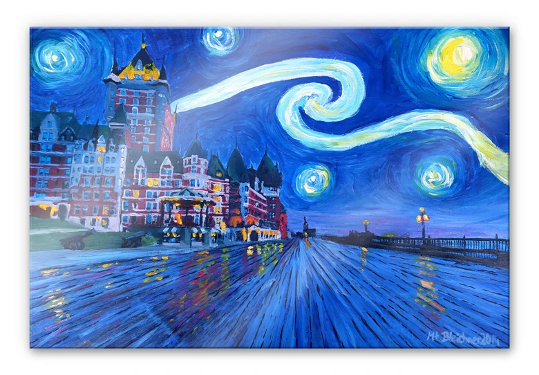 Acrylglasbild Bleichner - Starry Night in Quebec 