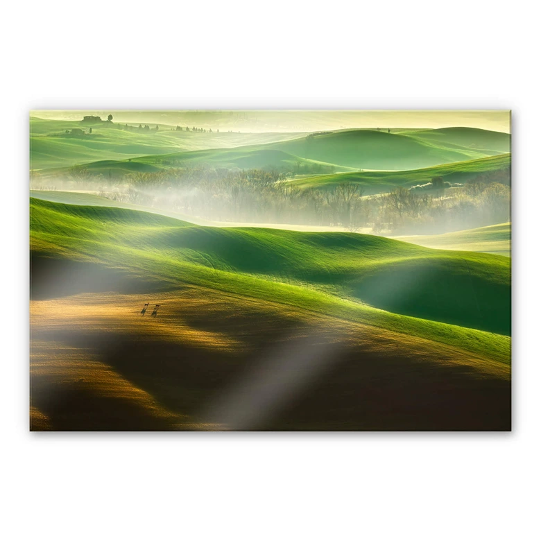 Tableau en verre acrylique Browko - Vertes prairies 