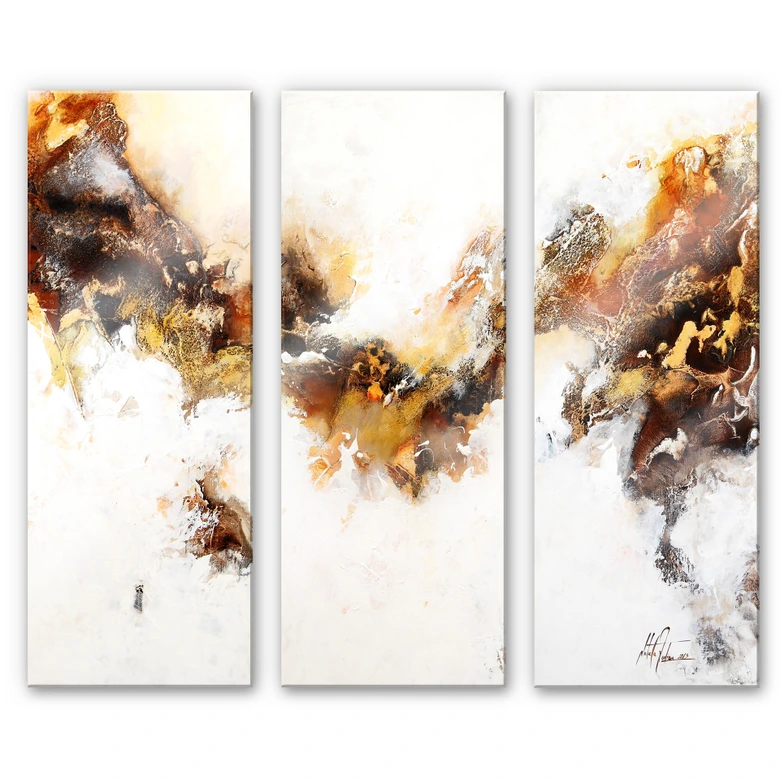 Acrylglasbild Fedrau - Flüssiges Gold 03 (3-teilig) 