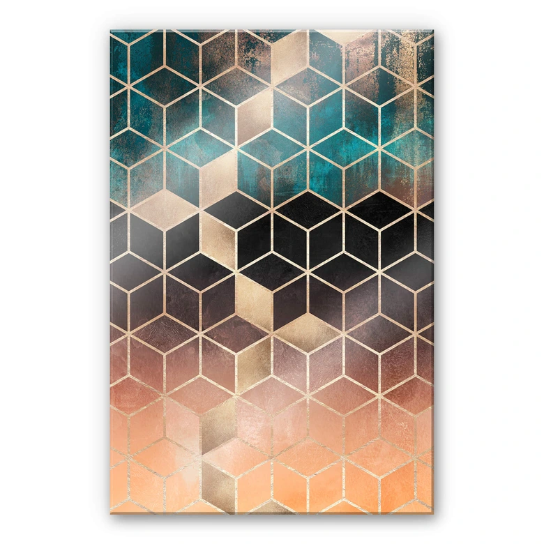 Akrylbillede Frederiksson - Gold Green Geometry 
