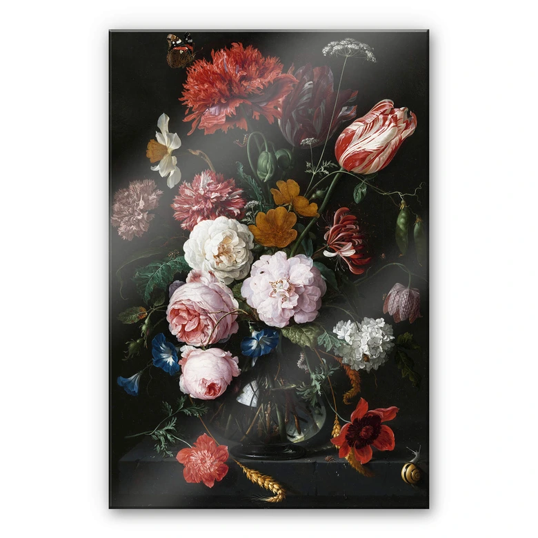 Acrylglasbild de Heem - Stillleben mit Blumen in einer Glasvase 