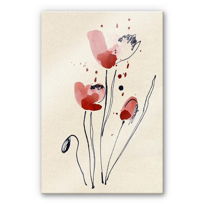 Acrylglasbild Illustrierte Mohnblume 